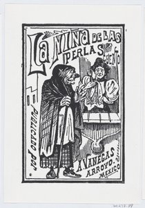 Una mujer llorando con un pañuelo en la mano hablando con una vieja bruja, ilustración..., ca. 1880-1910 de José Guadalupe Posada
