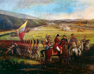 Las tropas del general Narino, compañero de Bolívar, durante la batalla de Calibio, cuadro de José María Espinosa (1796-1883). Colombia de José María Espinosa Prieto