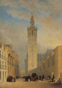 La Giralda vista desde la calle Placentines - Domínguez Bécquer, José (1805-1841) - ca. 1836 - Óleo sobre lienzo - 57,4x40,2 - Museo Carmen Thyssen, Málaga de José Domínguez Bécquer