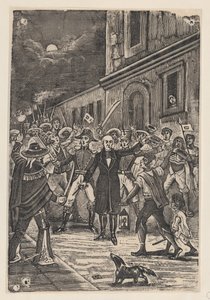 Un grupo de hombres armados lanzando un grito por la independencia de José Guadalupe Posada