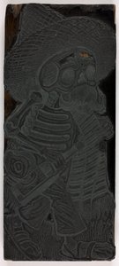 Bloque de impresión para Calavera de las masas, n.º 2 de José Guadalupe Posada