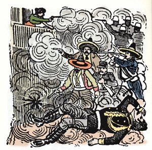 La Revolución Mexicana (1910-1920): asalto a la casa de Aquiles Serdán (1876-1910). Xilografía de José Guadalupe Posada (1852-1913).