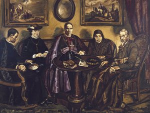 GUTIERREZ SOLANA, José (1886-1945). La Visita del Obispo. 1926. (161 x 211 cm). Óleo sobre lienzo. ESPAÑA. MADRID (COMUNIDAD AUTÓNOMA). Madrid. Museo Nacional Centro de Arte Reina Sofía de Jose Gutierrez Solana