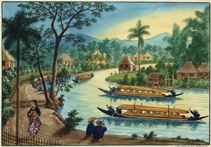 Manila y sus alrededores: vista cerca del pueblo de Taguig en el río Pasig