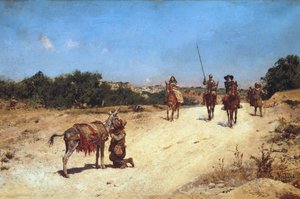 El encuentro de Sancho Panza y su burro Rucio, Ilustración de Don Quijote, c.1878 de Jose Moreno Carbonero