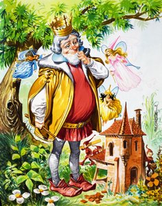Reyes con hadas (gouache sobre papel)