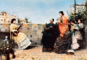 La visita del cura (Pintura, principios del siglo XX) de Jose Rico y Cejudo