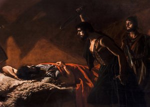 Pintura de historia : La muerte de Viriatus (Viriate, Viriathe, vers 180-139 avant JC) par Villegas Cordero, Jose (1844-1921)