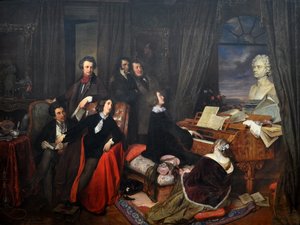 Franz Liszt fantaseando en el piano de Josef Danhauser