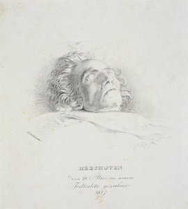 Ludwig van Beethoven (1770-1827) en su lecho de muerte, 28 de marzo de 1827
