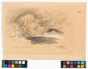 Porträt des Chormeisters und Komponisten Eduard Kremser auf dem Sterbebett de Josef Engelhart