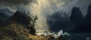 JJM recrea Bierstadt-A: Puget Sound en la costa del Pacífico