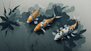 pintura a tinta: Pez carpa koi_02