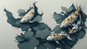 pintura a tinta: Pez carpa koi_04