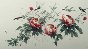 pintura a tinta: PEONY en verde_02