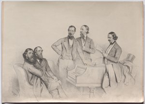 Compositores austriacos: Heinrich Proch, Franz von Suppé, Karl Binder, Anton Emil Titl, Anton Maria Storch de Josef Kriehuber