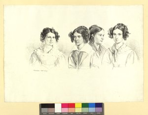 Cuatro muchachas en una hoja de Josef Kriehuber