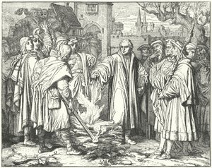Martín Lutero quemando la bula papal en Wittenberg, 1520