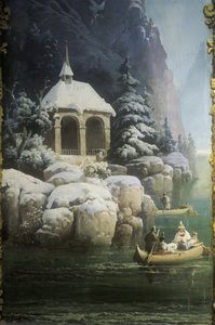 Capilla de Tell en Vierwaldstättersee (Lago Lucerna), 1850s de Josef Matj Navrátil