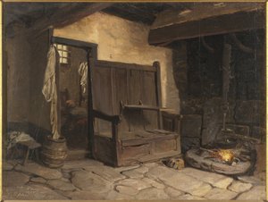 Un Interior de Cabaña de Josef Wilhelm Wallander