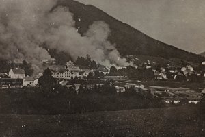 Álbum "Meine weltkriegs - Erinnerungen South-West Front (Carintia, Italia, Tirol del Sur) 31/03/1915-12/11/1918 - Josef Zohles Wien": bombardeos en Tarvisio de Josef Zohles