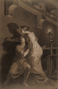 La Invención del Dibujo (recto); Boceto de Huesos de la Pierna Inferior del Esqueleto Humano (verso) de Joseph Benoît Suvée
