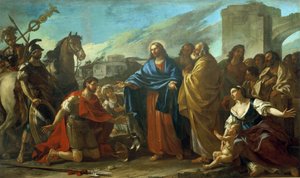 Milagros de Cristo: "El centurión a los pies de Cristo" de Joseph Marie, the Elder Vien