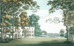 La casa, jardines y lago en Strawberry Hill, grabado por J.C. Stadler, publicado en 1793 de Joseph (after) Farington