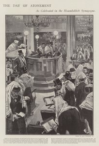 Celebrando el Día de la Expiación Judía en la Sinagoga de Houndsditch, Londres