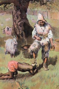 Robinson Crusoe: Él pone mi pie sobre su cabeza (litografia de color) de Joseph (after) Finnemore