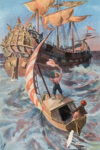 Robinson Crusoe: Soy rescatada por un barco portugués (color litho) de Joseph (after) Finnemore
