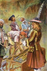Robinson Crusoe: Le di a cada hombre una pala para cavar (litografia en color) de Joseph (after) Finnemore