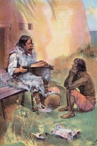 Robinson Crusoe: Yo enseño el viernes (litografia en color) de Joseph (after) Finnemore