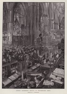 Servicio de tarde del domingo en la Abadía de Westminster, Londres de Joseph (after) Finnemore