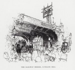 El puente ferroviario, Ludgate Hill de Joseph (after) Pennell