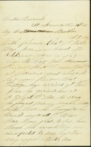 Carta firmada Joseph A. Fardell, Benton Barracks, St. Louis, Mo., a Madre, 12 de noviembre de 1863 de Joseph A. Fardell