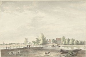 La casa del ferry en el Lek, cerca de Schoonhoven de Joseph Adolf Schmetterling