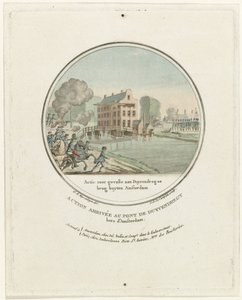 Ataque al puente Duivendrecht, 1787 Action for Gevalle aan Duyvendregse brug buyten Amsterdam / Action arrivée au pont de Duyvendregt hors d