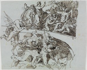 En el lago de brea de los traficantes de influencias, el consejero de Lucca (Infierno de Dante, Canto 21, V 34) de Joseph Anton Koch