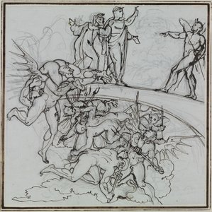 En el lago de pez de los corruptos, el consejero de Lucca (Infierno de Dante, Canto 21, V 34) de Joseph Anton Koch