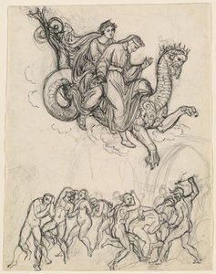 Dante y Virgilio montando en la espalda de Gerión de Joseph Anton Koch