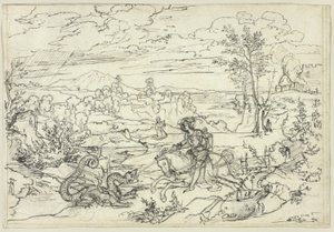 Paisaje con San Jorge y el Dragón y el Monte Soratte de Joseph Anton Koch