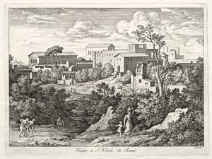 Vista de San Vitale, Roma, c. 1810 de Joseph Anton Koch