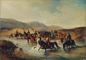 Caballería francesa en el estanque de caballos de Joseph Anton Strassgschwandtner