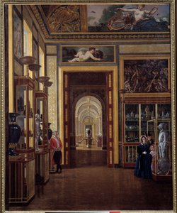 El Salón de las Joyas del Louvre y las salas de Carlos X. Pintura de Joseph Auguste (siglo XIX) de Joseph Auguste