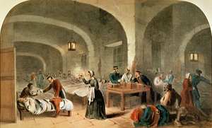 Boceto de una sala en el Hospital de Scutari, c.1856 de Joseph Austin Benwell