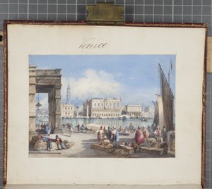 Venecia, pegado en la portada del Diario de un viaje por Suiza e Italia de Thomas Moody, 1822
