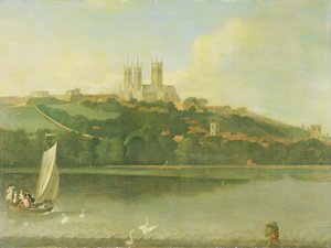 Vista de la catedral y la ciudad de Lincoln desde el río, c.1760