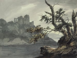 Castillo en ruinas cerca de un río de Joseph Barber