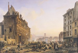 Ataque al Hotel de Ville, 28 de julio de 1830 de Joseph Beaume